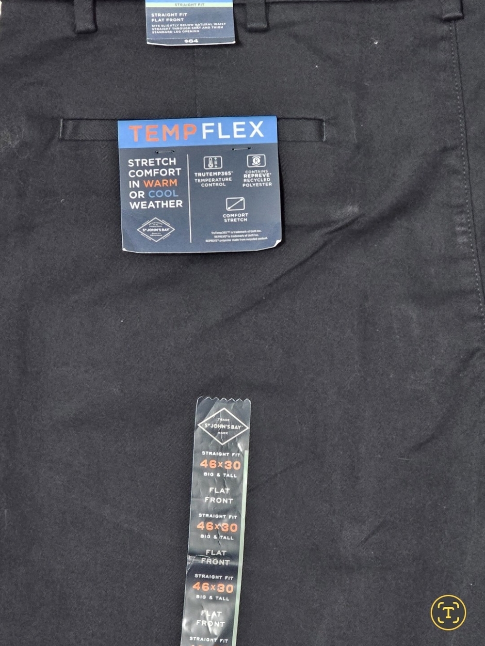 St. John's Bay Black Chino Pants TempFlex NWT - Picture 3 of 5